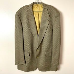 Bachrach Suit 100% Silk Lined Houndstooth Brown Tan Size 48